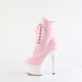 Patent 18 cm ADORE-1020 pleaser ankle boots with white soles