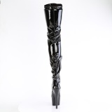 Patent 18 cm ADORE-4001WR Black overknee boots with laces