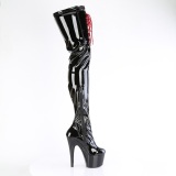 Patent 18 cm ADORE-4001WR Black overknee boots with laces