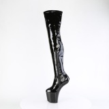 Patent 20 cm CRAZE-3000 Heelless platform overknee boots pony heels black