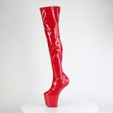 Patent 20 cm CRAZE-3000 Heelless platform overknee boots pony heels red