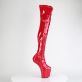 Patent 20 cm CRAZE-3000 Heelless platform overknee boots pony heels red