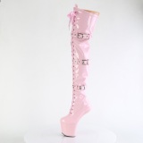 Patent 20 cm CRAZE-3028 Heelless platform overknee boots pony heels rose
