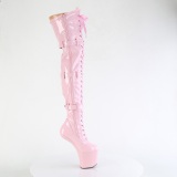 Patent 20 cm CRAZE-3028 Heelless platform overknee boots pony heels rose