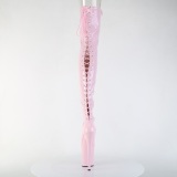 Patent 20 cm FLAMINGO-3850 Rosa overknee boots with laces