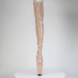 Patent 20 cm FLAMINGO-3850 beige overknee boots with laces