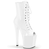 Patent 20 cm XTREME-1021 White ankle boots high heels