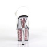 Pink 18 cm ADORE-708CG glitter platå high heels