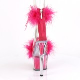 Pink 18 cm ADORE-724F pole dance klacksandaler med fjdrar
