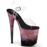 Pink 20 cm FLAMINGO glitter plat high heels