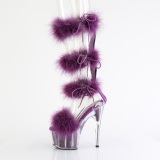 Purple 18 cm ADORE-728F exotic pole dance high heel sandals with feathers