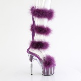 Purple 18 cm ADORE-728F exotic pole dance high heel sandals with feathers