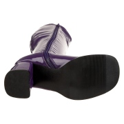 Purple boots block heel 7,5 cm - 70s years style hippie disco gogo under kneeboots patent leather