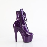 Purple glitter 18 cm high heels ankle boots platform