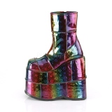 Rainbow Hologram 18 cm STACK-201 Platform Mens Ankle Boots