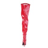 Red 13 cm thigh high stretch overknee boots with wide calf for men
