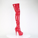 Red 15 cm DELIGHT-4000 Vinyl crotch high overknee boots