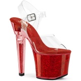 Red 18 cm LOVESICK-708SG glitter platform sandals shoes