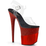 Red 20 cm FLAMINGO-808-2HGM glitter platform sandals shoes