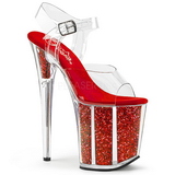Red 20 cm FLAMINGO-808G High Heels Glitter Platform