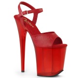 Red 20 cm FLAMINGO-809T Acrylic platform high heels shoes