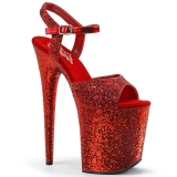 Red 20 cm FLAMINGO-810LG glitter platform high heels shoes
