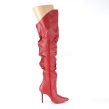 Red Leatherette 10 cm CLASSIQUE-3011 High Heeled Overknee Boots