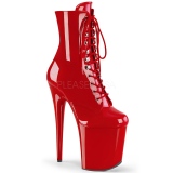 Red Patent 20 cm FLAMINGO-1020 Platform Ankle Calf Boots