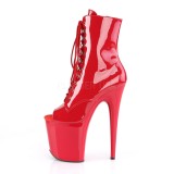 Red Patent 20 cm FLAMINGO-1021 womens platform soled ankle boots