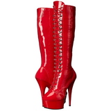 Red Shiny 15,5 cm DELIGHT-2023 Platform Knee Boots