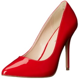 Red Varnished 13 cm AMUSE-20 pointed toe stiletto pumps