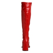 Red boots block heel 7,5 cm - 70s years style hippie disco gogo under kneeboots patent leather
