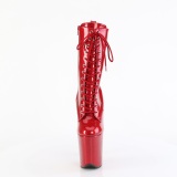 Red glitter 20 cm high heels ankle boots platform