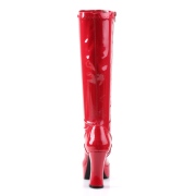 Red platform boots patent 10 cm - 70s years hippie disco gogo kneeboots chunky