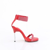 Röd 11,5 cm CHIC-40 ankelband stilett sandaler med metallklack