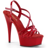 Röd 15 cm Pleaser DELIGHT-613 Högklackade sandaletter med platå
