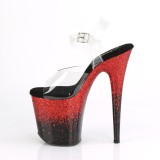 Röd 20 cm FLAMINGO-808SS glitter platå klackar skor