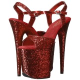 Röd 20 cm FLAMINGO-810LG glitter platå high heels