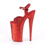 Röd 25,5 cm BEYOND-010LG glitter platå klackar skor