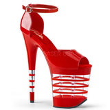 Röd Acryl 20 cm FLAMINGO-889LN Högklackade sandaletter med extrema platå