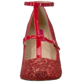 Röd Glitter 10 cm QUEEN-01 stora storlekar pumps skor