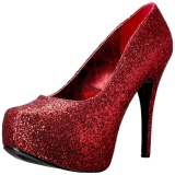 R�d Glitter 14,5 cm Burlesque TEEZE-06GW pumps f�r m�n med breda f�tter