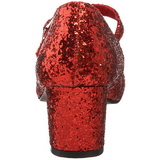 Röd Glitter 5 cm SCHOOLGIRL-50G Pumps Mary Jane
