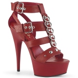 Röd Konstläder 15 cm DELIGHT-658 pleaser skor med höga klackar