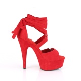 Röd Konstläder 15 cm DELIGHT-679 högklackade skor med ankelband