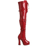 R�d Lack 13 cm ELECTRA-3028 L�rh�ga Overknee St�vlar f�r M�n