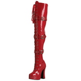 R�d Lack 13 cm ELECTRA-3028 L�rh�ga Overknee St�vlar f�r M�n