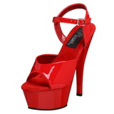 Röd Lack 15 cm Pleaser KISS-209 Höga sandaletter med klack