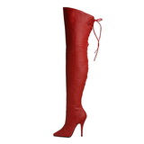 Röd Läder 13 cm LEGEND-8899 Overknee Stövlar Kvinnor