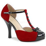 Röd Mocka 11,5 cm PINUP-02 stora storlekar pumps skor